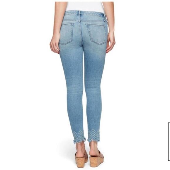 Sam Edelman Mid Rise Skinny Ankle Jeans Frayed Embroidered Ankle Denim Stretch - Picture 3 of 12